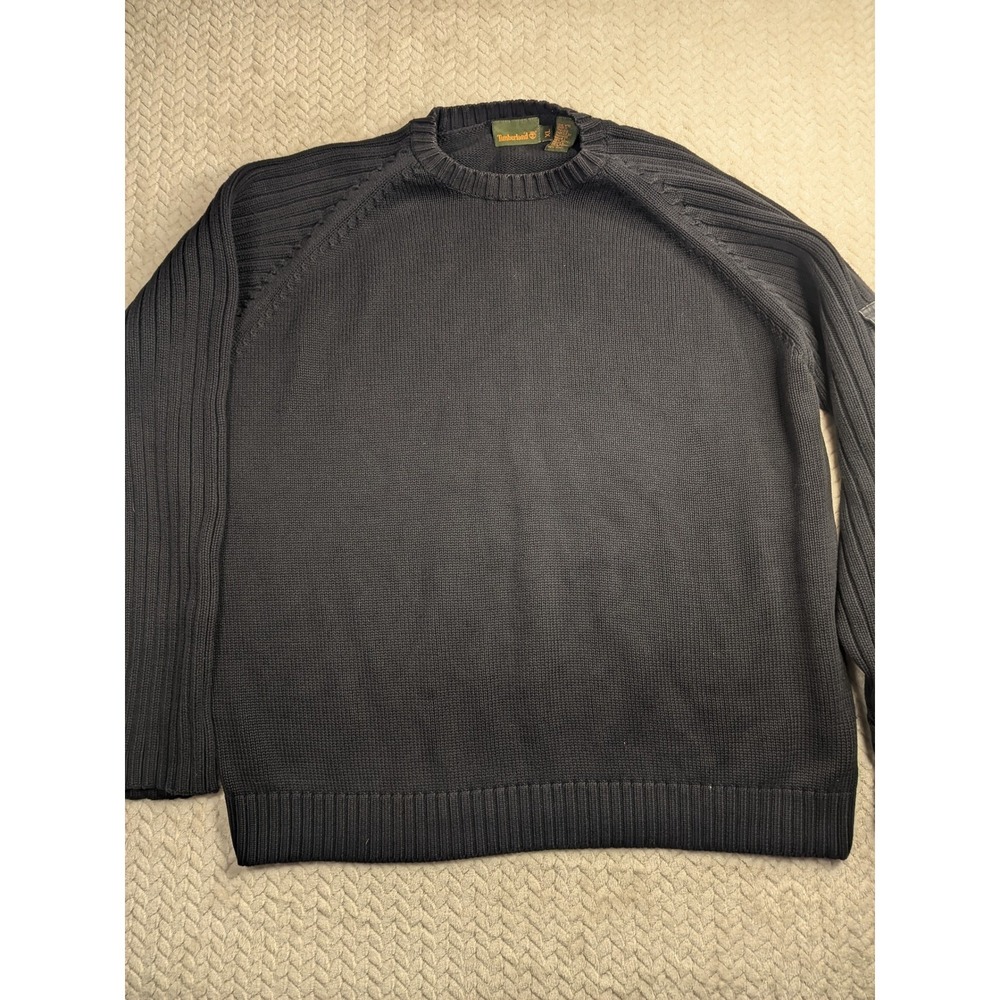 Vintage Timberland Mens Sweater XL Black Ribbed Sleeve‎ Pocket Y2K Thick